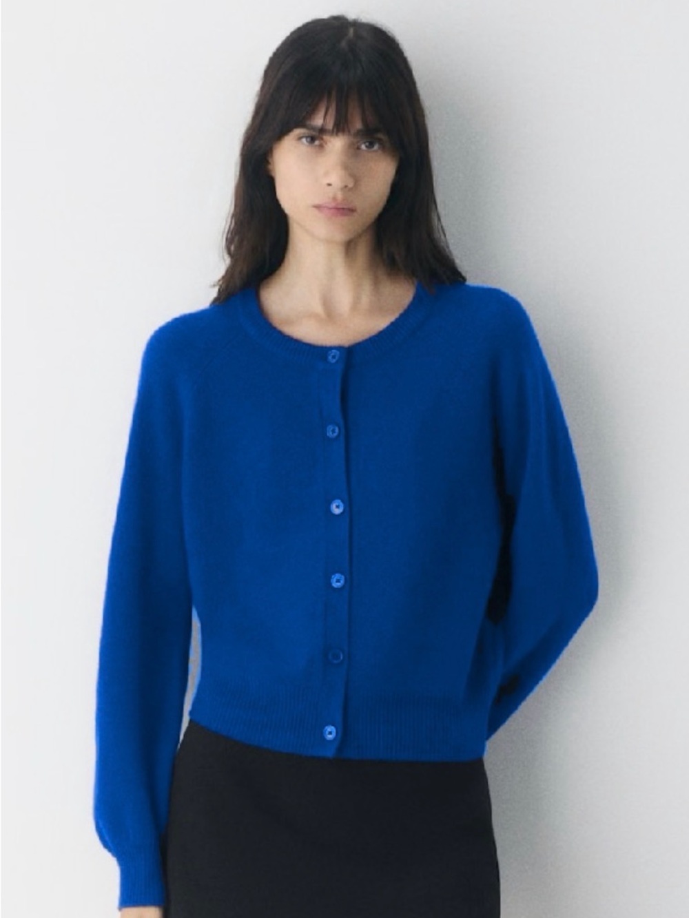 Aritzia Cobalt Blue 100% Cashmere Crewneck Cardigan